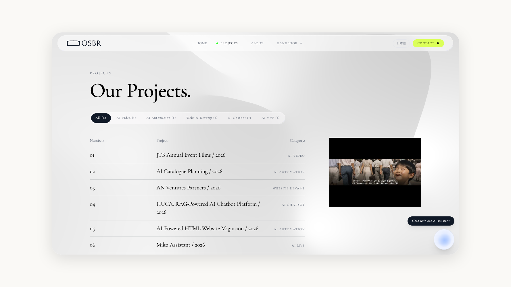 OSBR Projects Page